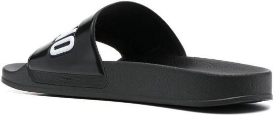Moschino Slippers met logo-reliëf Zwart