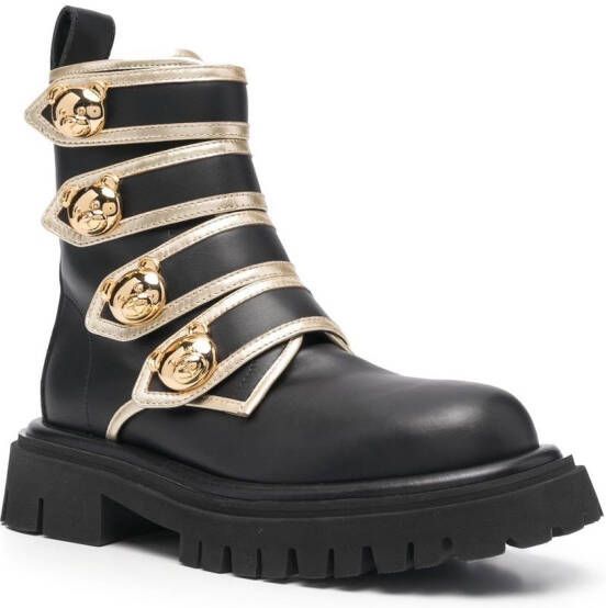 Moschino Enkellaarzen met gesp Zwart