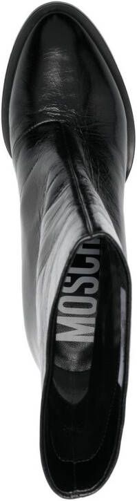 Moschino Enkellaarzen met logoplakkaat Zwart