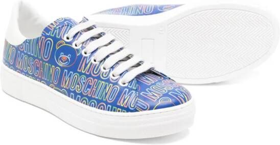 Moschino Kids Sneakers met logoprint Blauw