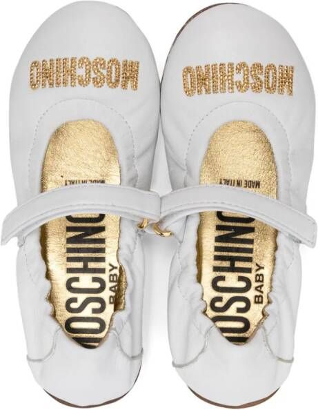 Moschino Kids Ballerina's met geborduurd logo Wit