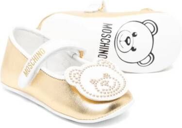 Moschino Kids Leren ballerina's Goud