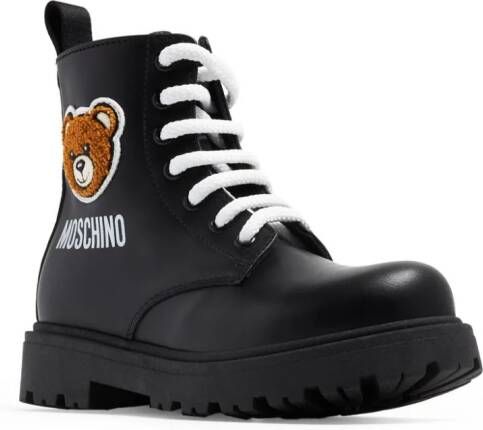 Moschino Kids Leren enkellaarzen Zwart