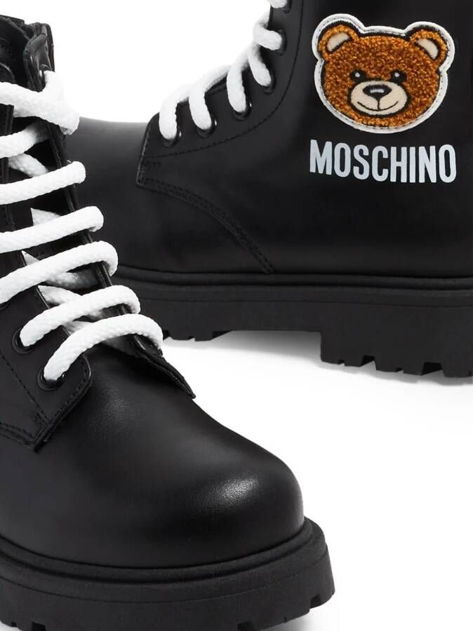 Moschino Kids Leren enkellaarzen Zwart