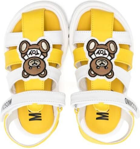 Moschino Kids Leren sandalen met teddybeerprint Wit
