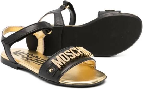 Moschino Kids Leren sandalen Zwart