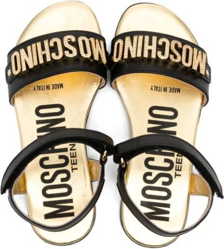 Moschino Kids Leren sandalen Zwart