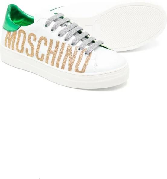 Moschino Kids Sneakers verfraaid met logo Wit