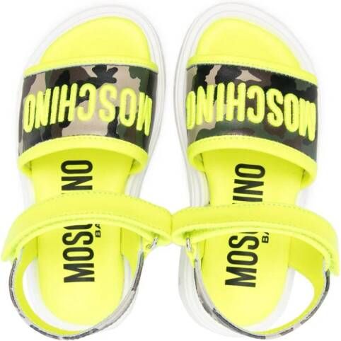 Moschino Kids Sandalen met geborduurd logo Geel