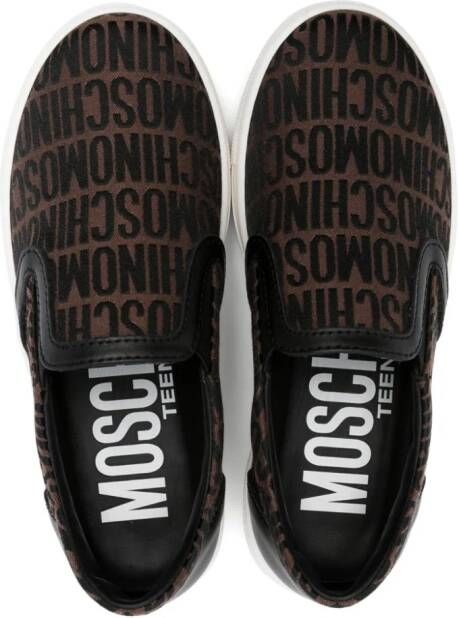 Moschino Kids Sneakers met geborduurd logo Zwart