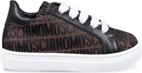 Moschino Kids Sneakers met logo-jacquard en vlakken Bruin