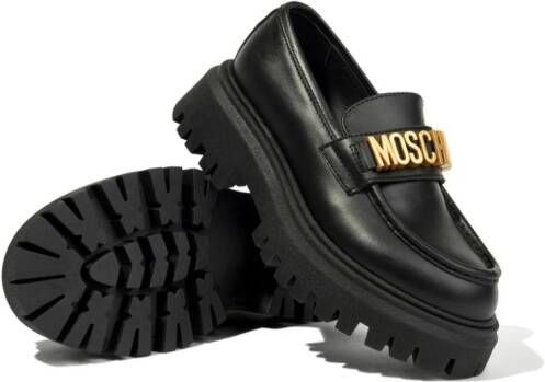 Moschino Kids Leren loafers Zwart