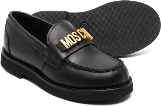 Moschino Kids Leren mocassins Zwart