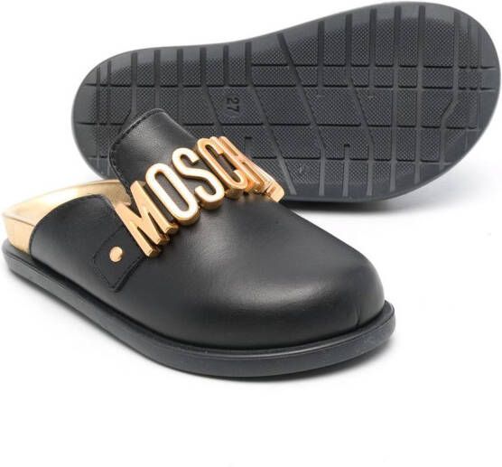Moschino Kids Sandalen met logo Zwart