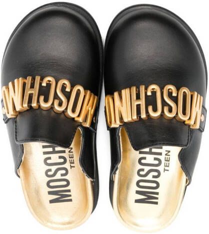 Moschino Kids Sandalen met logo Zwart