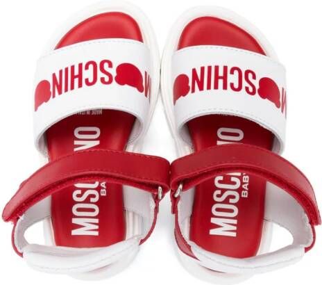 Moschino Kids Sandalen met logoprint Wit