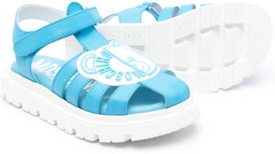 Moschino Kids Sandalen met teddybeer-applicatie Blauw