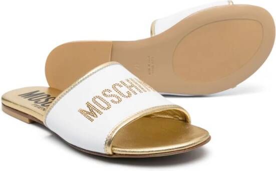 Moschino Kids Sandalen verfraaid met logo Goud