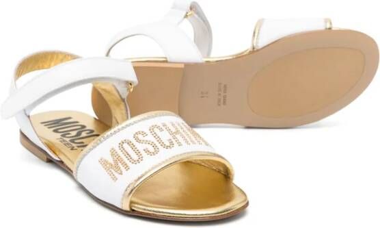 Moschino Kids Sandalen verfraaid met logo Wit