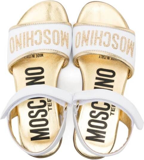 Moschino Kids Sandalen verfraaid met logo Wit