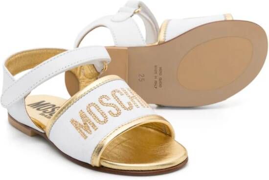 Moschino Kids Sandalen verfraaid met logo Wit