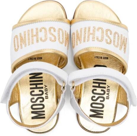 Moschino Kids Sandalen verfraaid met logo Wit