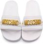 Moschino Kids Slippers met logo Wit - Thumbnail 10