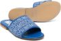 Moschino Kids Slippers van badstof met logo-jacquard Blauw - Thumbnail 2