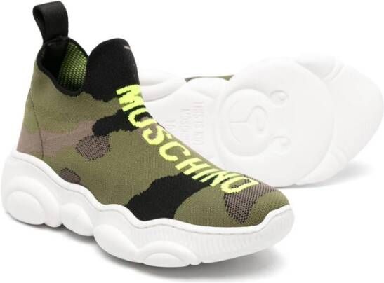 Moschino Kids Sneakers met camouflageprint Groen