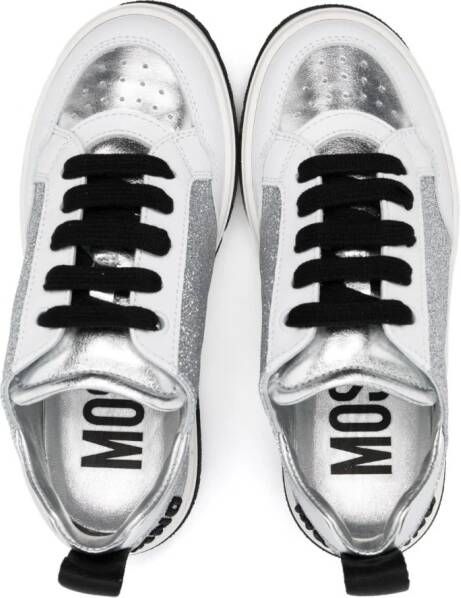 Moschino Kids Sneakers met glitterdetail Wit