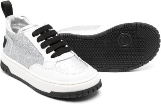 Moschino Kids Sneakers met glitters Zilver