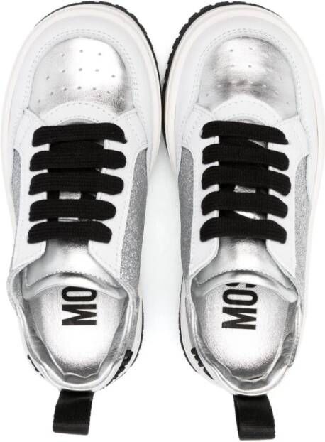 Moschino Kids Sneakers met glitters Zilver