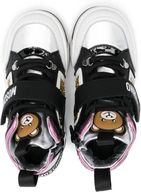 Moschino Kids Sneakers met glitters Zwart