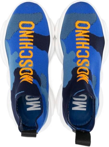 Moschino Kids Sneakers met logo jacquard Blauw