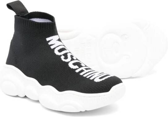 Moschino Kids Sneakers met logo jacquard Zwart