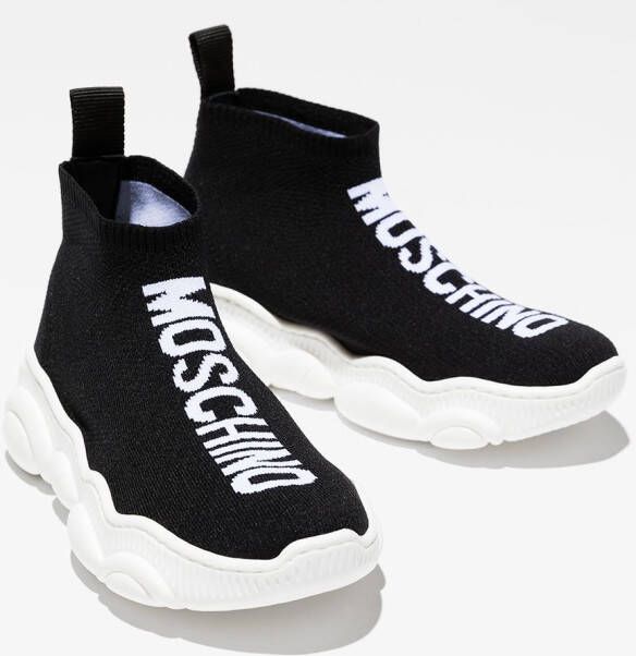 Moschino Kids Sneakers met logo Zwart