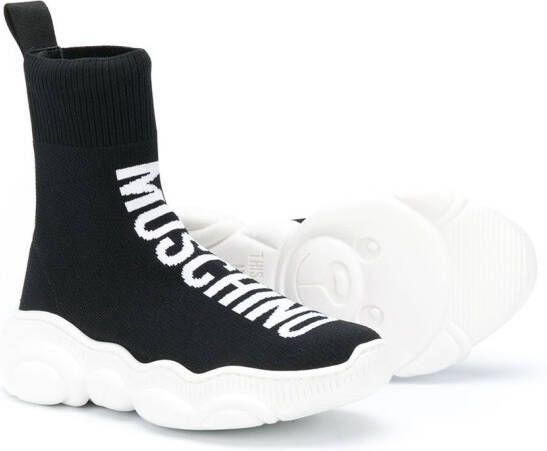 Moschino Kids Sneakers met logoprint Zwart