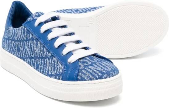 Moschino Kids Sneakers van spijkerstof met logo jacquard Blauw