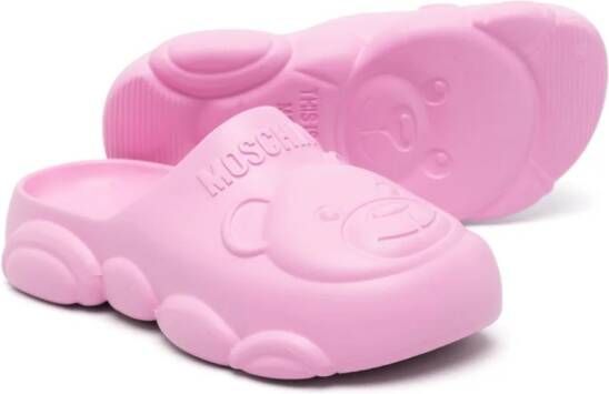 Moschino Kids Teddy Bear slippers met plateauzool Roze