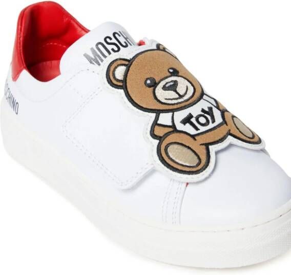 Moschino Kids Teddy Bear leren sneakers Wit