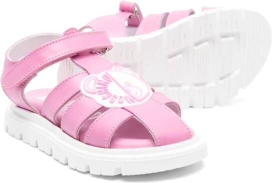 Moschino Kids Teddy Bear leren sandalen Roze