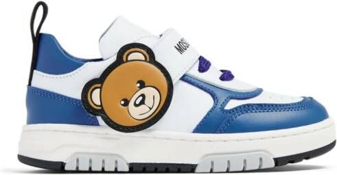 Moschino Kids Teddy Bear leren sneakers Blauw