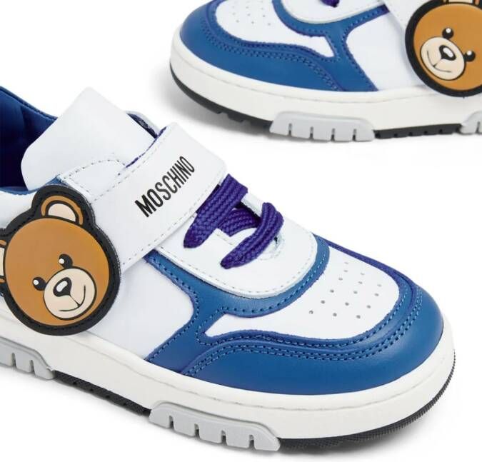 Moschino Kids Teddy Bear leren sneakers Blauw