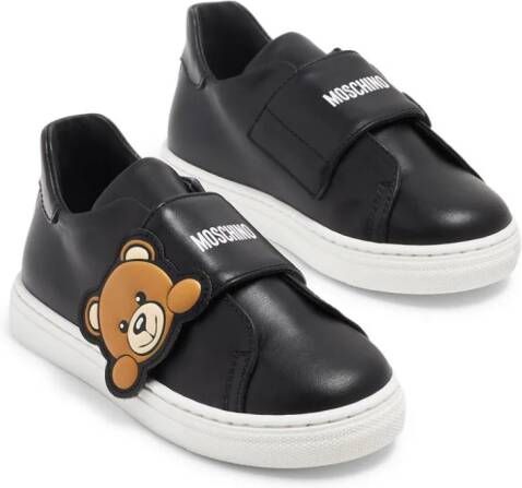 Moschino Kids Teddy Bear leren sneakers Zwart