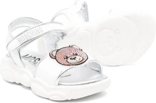Moschino Kids Teddy Bear sandalen verfraaid met kristallen Wit