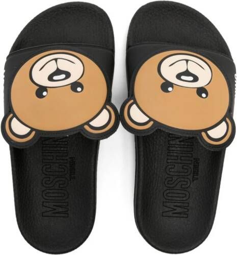Moschino Kids Teddy Bear slippers met open neus Zwart