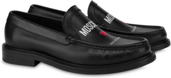 Moschino Leren loafers met logoprint Zwart