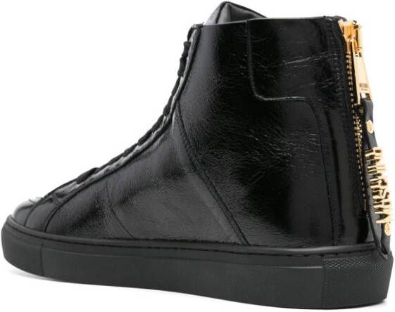 Moschino Leren sneakers met logopatch Zwart