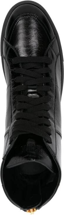 Moschino Leren sneakers met logopatch Zwart