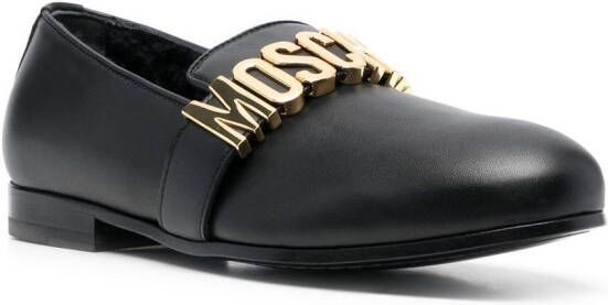 Moschino Loafers met logoplakkaat Zwart